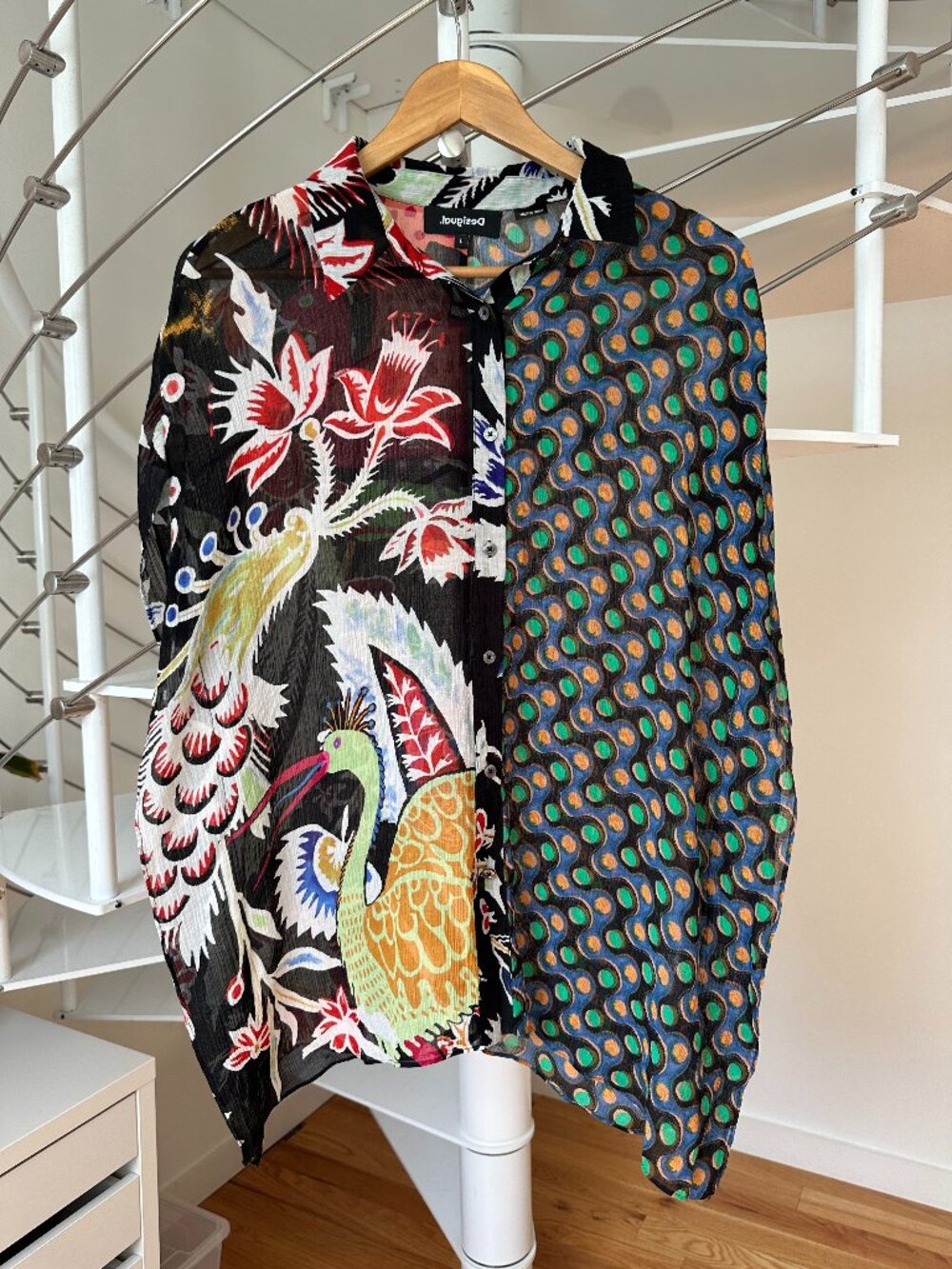 DESIGUAL -  Patchwork Oversized Shirt - Size L